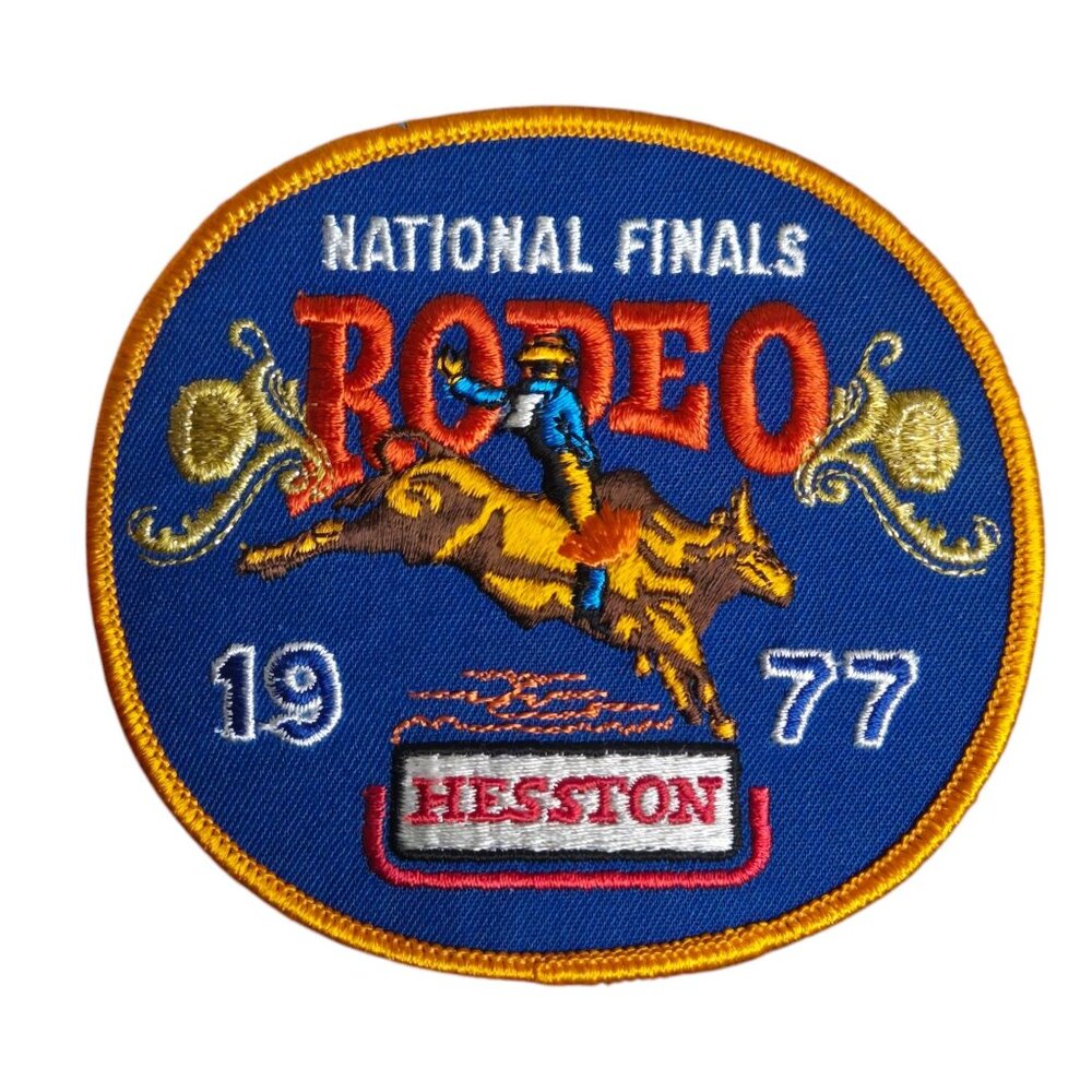 Vintage NFR Rodeo Patch National Finals 1977 Bull Rider Hesston Cowboy Western